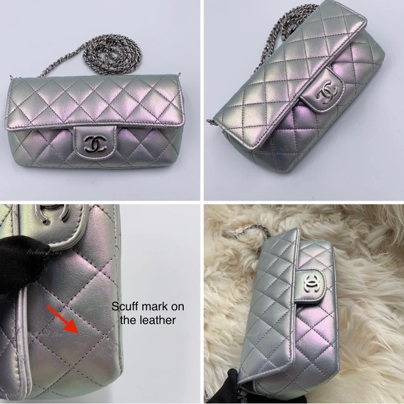 Authentic CHANEL Iridescent Purple Calfskin Mini Flap Crossbody Bag in SHW - Picture 7 of 14